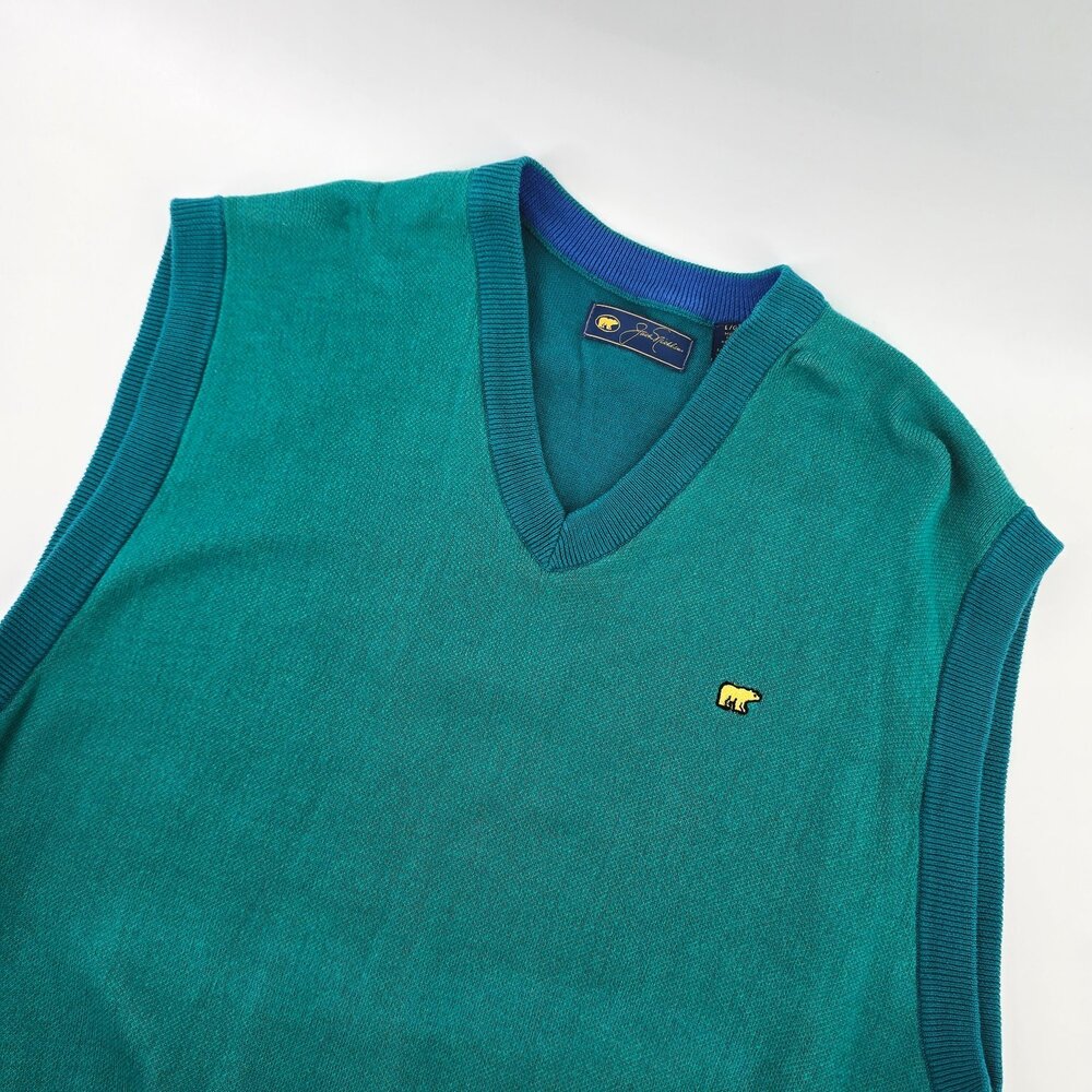 Jack Nicklaus Golden Bear Men's Sweater Vest Green Knit Construction Size L